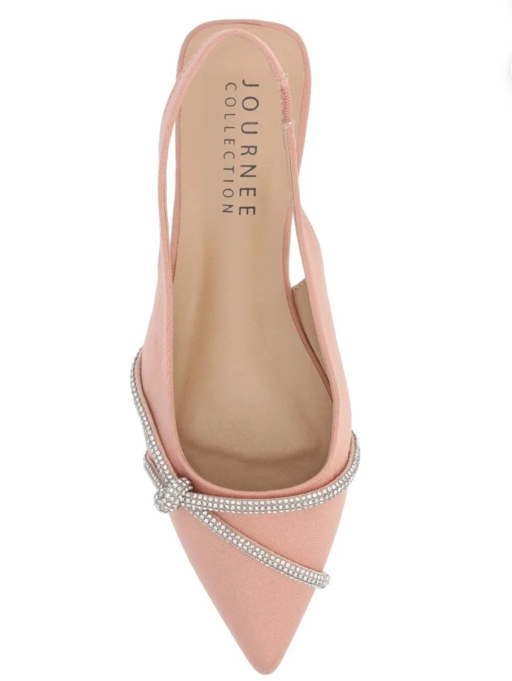 JOURNEE COLLECTION -NEW IN BOX- ROSE & CRYSTAL SATIN POINTED TOE FLATS sz 9